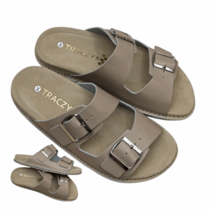 KLAPKI ORTOPEDYCZNE BEŻOWE WYGODNE PROFILOWANE SKÓRA NATURALNA FUSBET