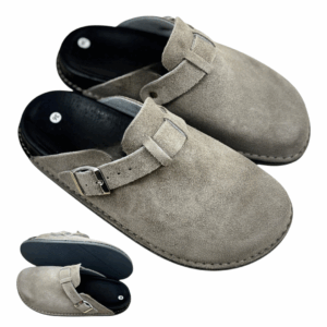 KLAPKI ORTOPEDYCZNE SZARE WYGODNE PROFILOWANE SKÓRA NATURALNA FUSBET