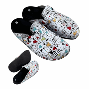 KLAPKI ORTOPEDYCZNE BIAŁE KOTY WYGODNE PROFILOWANE SKÓRA NATURALNA FUSBET