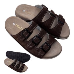 KLAPKI SANDAŁY ORTOPEDYCZNE CIEMNA CZEKOLADA WYGODNE PROFILOWANE SKÓRA NATURALNA FUSBET