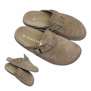 KLAPKI TRACZYK BEŻOWE WYGODNE PROFILOWANE SKÓRA NATURALNA FUSBET