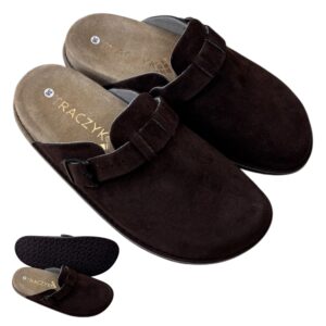 KLAPKI ORTOPEDYCZNE CIEMNA CZEKOLADA WYGODNE PROFILOWANE SKÓRA NATURALNA FUSBET