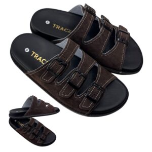 KLAPKI SANDAŁY ORTOPEDYCZNE CIEMNA CZEKOLADA WYGODNE PROFILOWANE SKÓRA NATURALNA FUSBET